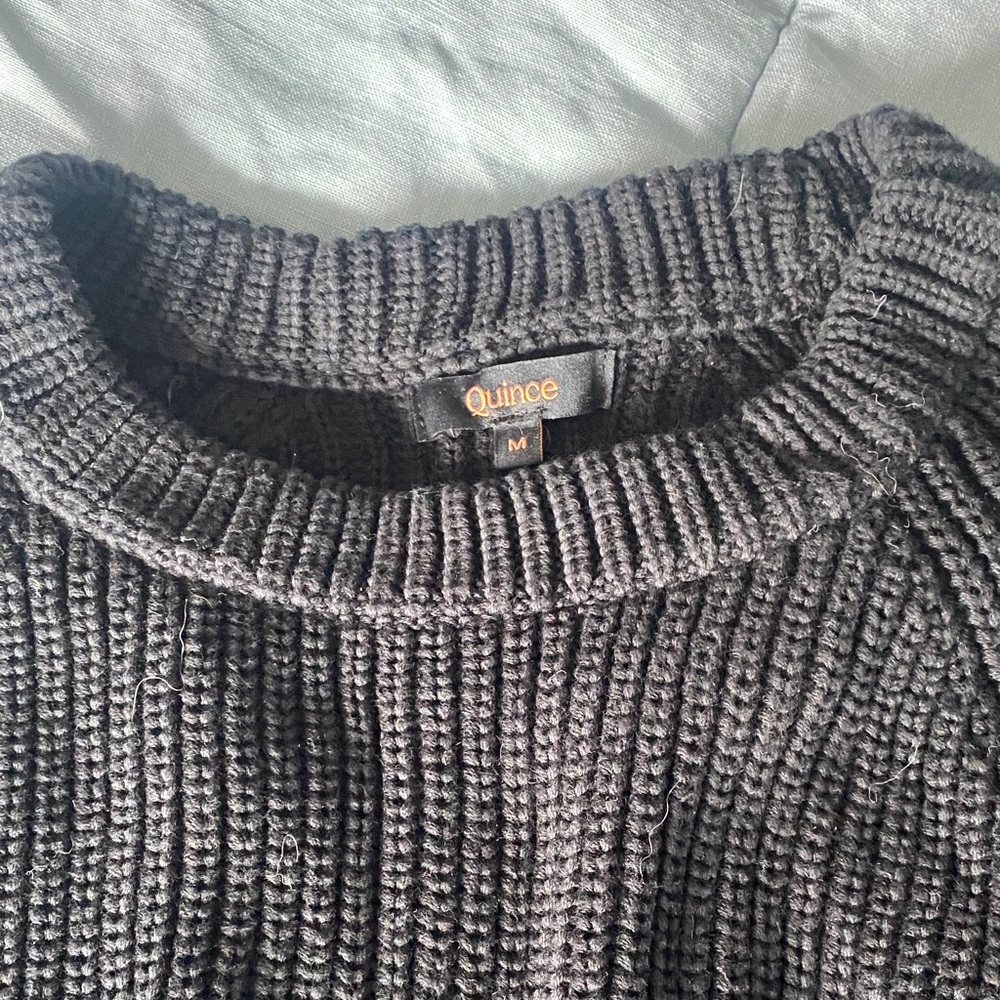 Quince Black Fisherman Sweater